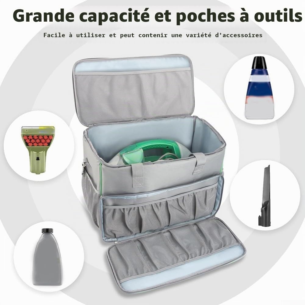 Sac de rangement portable pour nettoyeur de tapis Bissell 1400B conçu pour éviter la poussière et protéger l'équipement pendant le transport