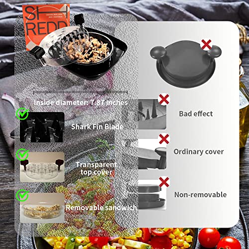 2023-Upgrade-Chicken-Shredder-Meat-Shredder-with-Detachable-Plate-Visible-Chicken-Breast-Shredder-Tool-Twist-with-Strong-Grip-and-Sharp-Spikes-for-Cutting-Meats-Vegetables-Hard-CheeseBlack