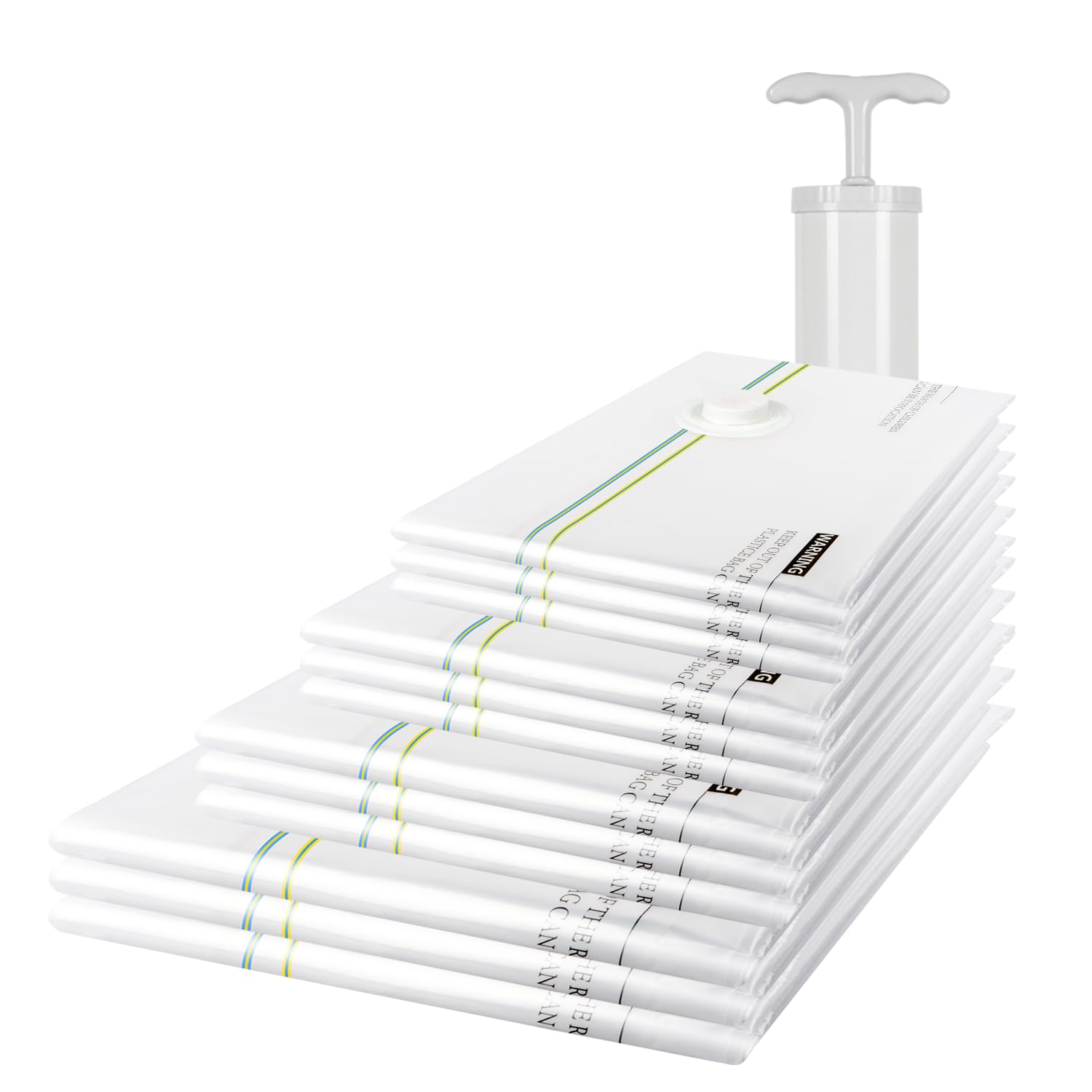 Vacuum Storage Bags 12 Pack – Space Saver Bags with Hand Pump, 80% More Space, 3 Jumbo + 3 Large + 3 Medium + 3 Small – Vacuum Seal Bags for Clothes, Bedding, Blankets, Travel