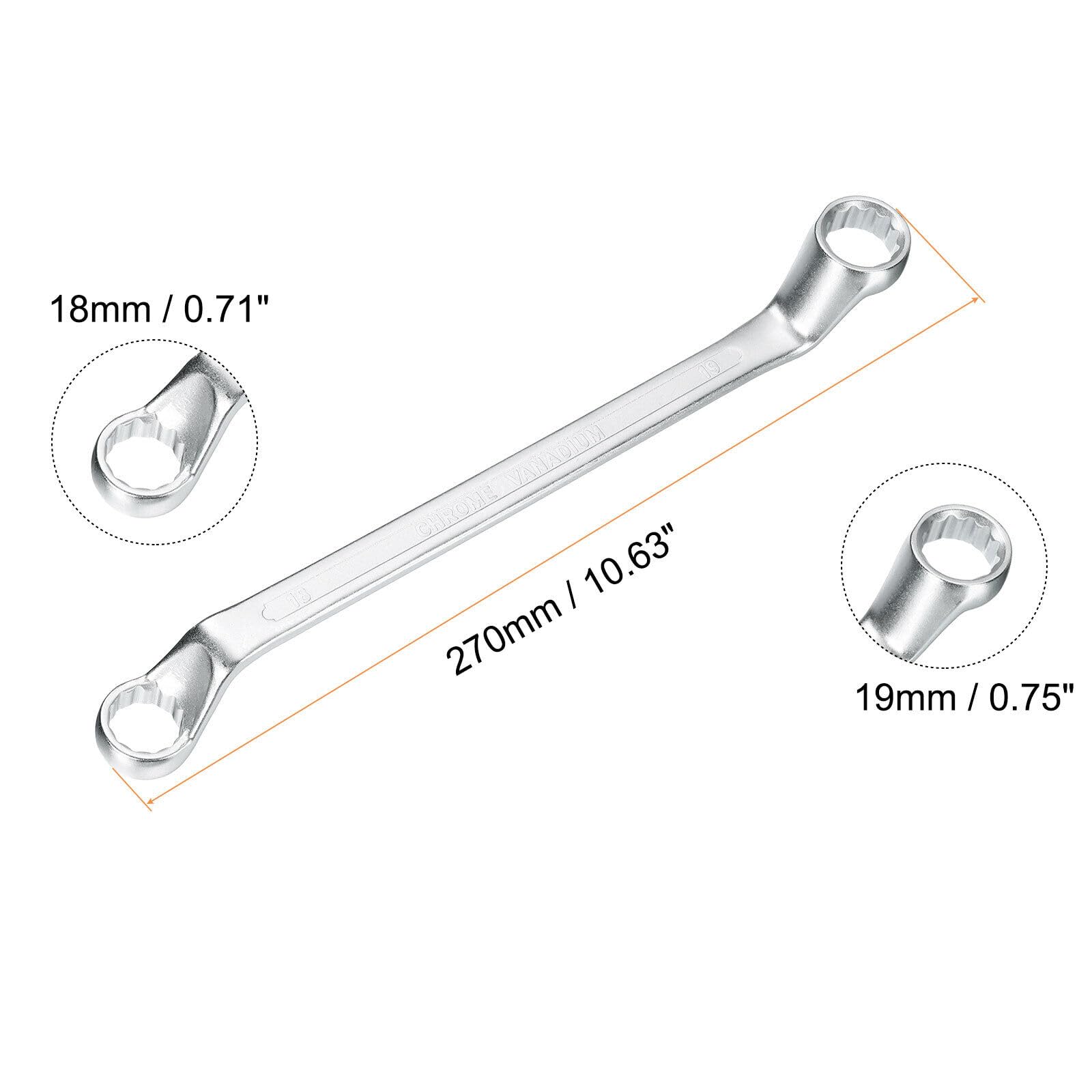 Parts for Machine 2pcs Offset Lengthen Box End Wrench 18 x 19mm 75 Degree Offset Double End Wrench (#CN-250924-03545)