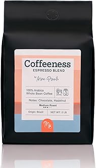 Espresso Blend Whole Bean Coffee – Chocolate & Hazelnut Notes, Medium Roast, Well-Balanced 100% Arabica from Brazil, Fresh Roast in Brooklyn, 2 LB