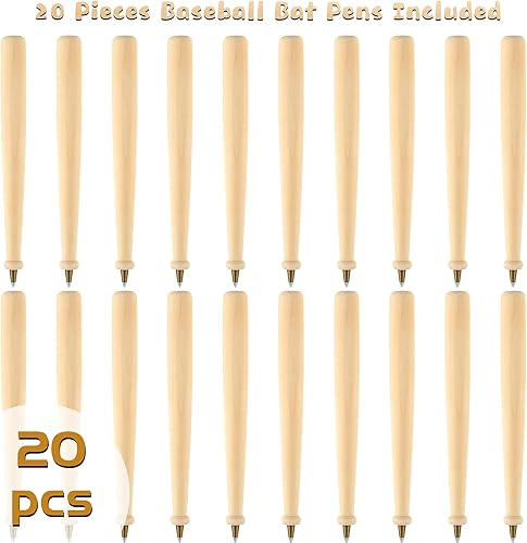 Miniatura 3 de 20 bolígrafos de béisbol de madera, bolígrafos de escritura con tinta negra, bolígrafos de color madera natural, bolígrafos de recompensa para