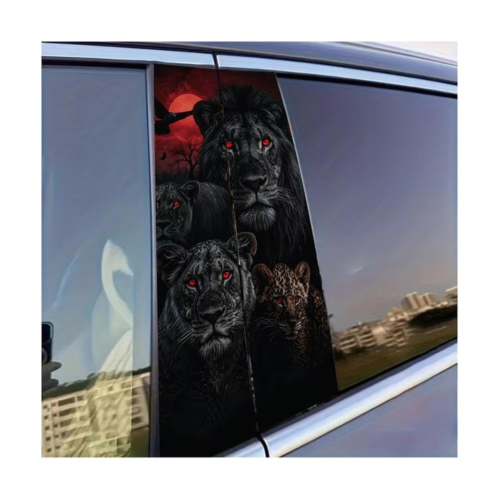 Decorative Items 2pcs Car Window Pillar Stickers Nocturnal Ferocious Beasts Glossy Protective Polyethylene Film