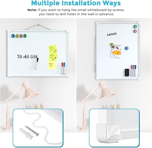 Miniatura 4 de MaxGear Pizarra blanca colgante de doble cara para pared, pizarra blanca colgante de 16 x 12 pulgadas, pequeña pizarra blanca de borrado en seco con