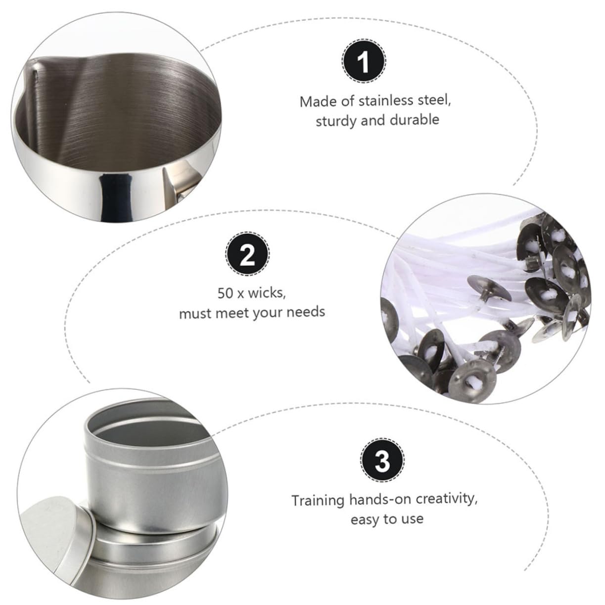 Lurrose Kit per Creare Candele Profumate Fai da Te, Set in Acciaio Inox, Carta e Cera, per Compleanni e Feste, Facile da Usare