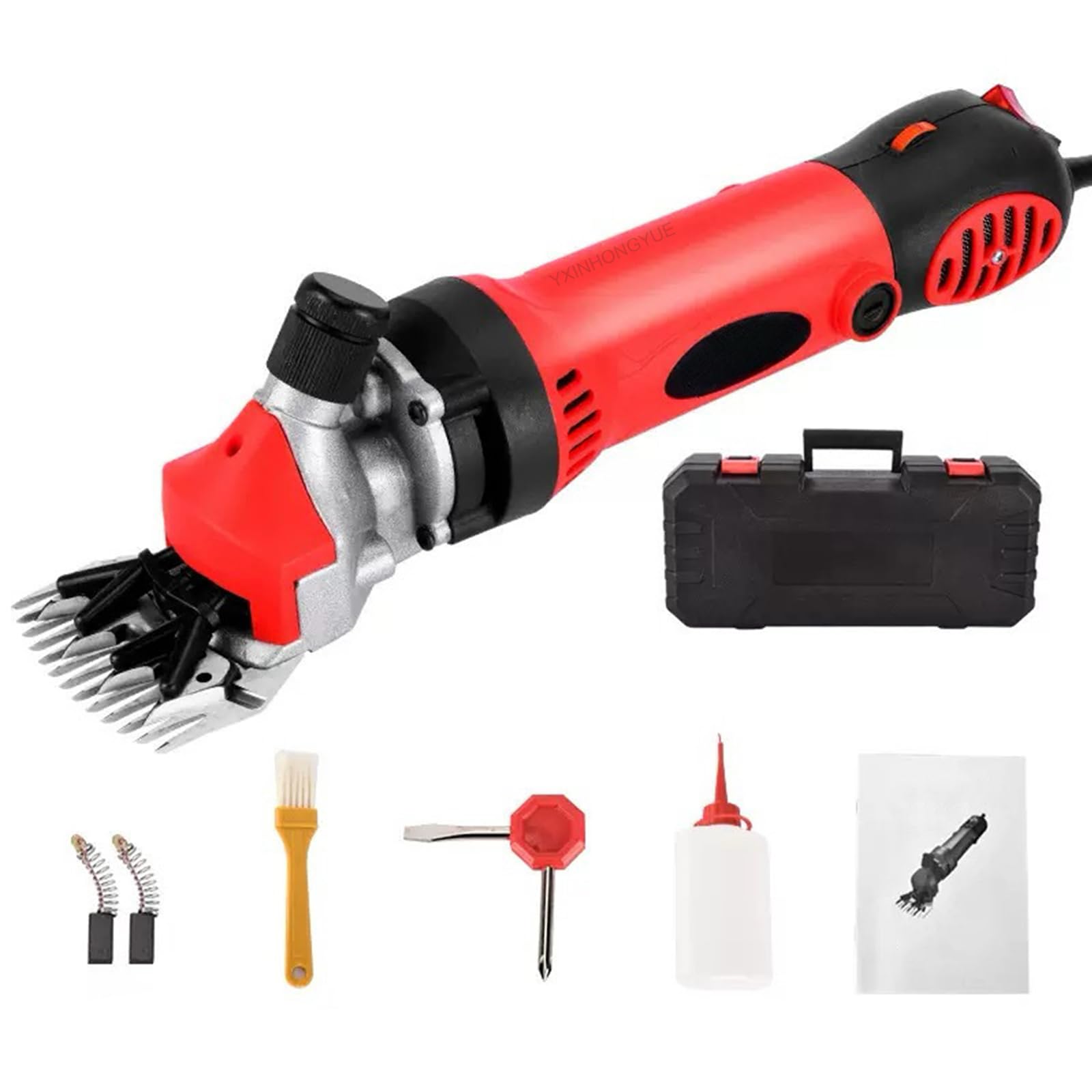 Esquiladora Eléctrica Profesional Incluye Caja de Herramientas y Destornillador Esquiladora de ovejas Profesional de 900W Velocidad Ajustable Hoja Afilada,Rojo,220V