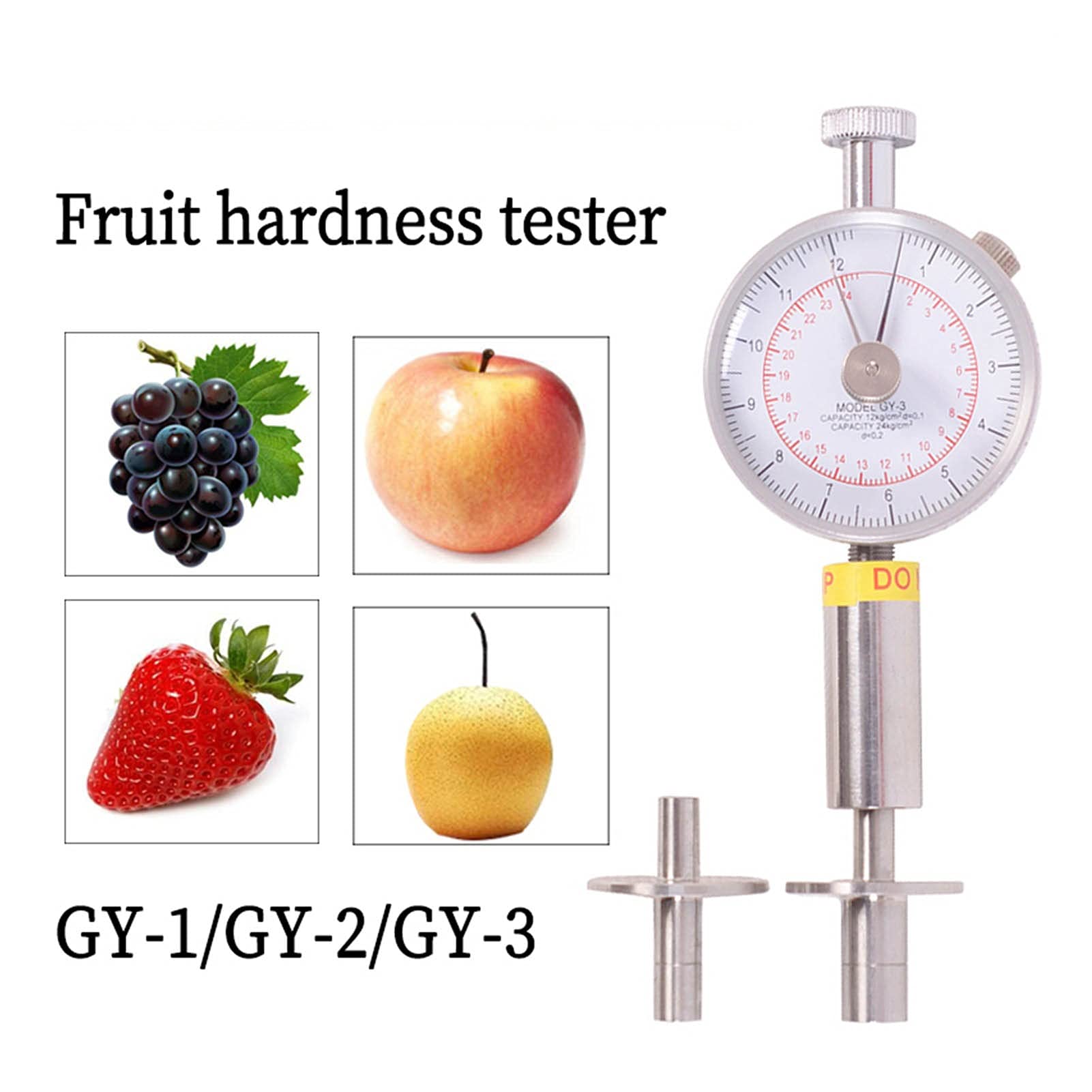 Refractómetro Brix, refractómetro medidor Brix, Probador de dureza de fruta de puntero portátil, penetrómetro de la fruta for esclerómetro de frutas para medir el contenido de azúcar(GY-2)