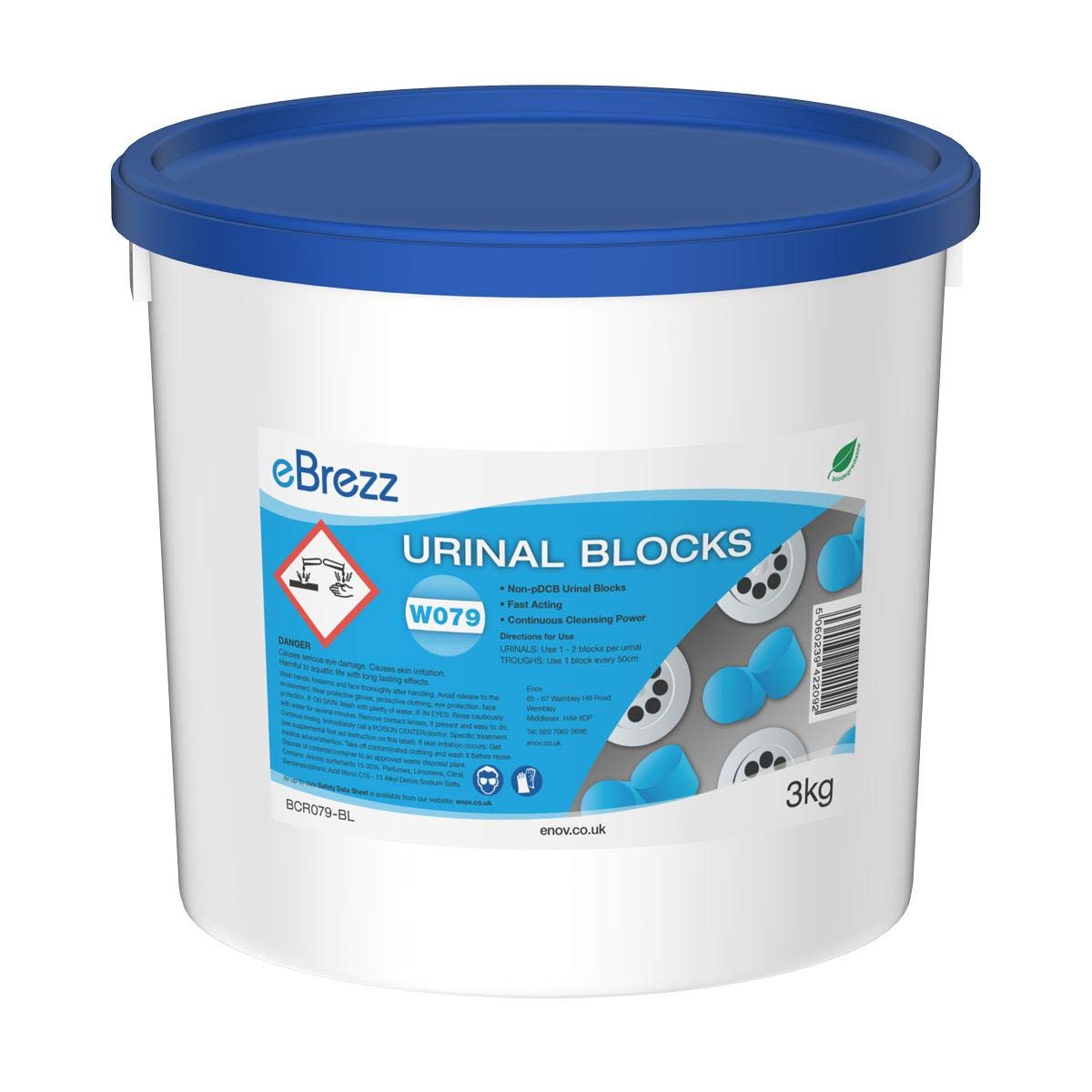 BioProductions BCR079BL Urinal Channel Block, 3 kg Tub, Blue Amazon.co.uk Business