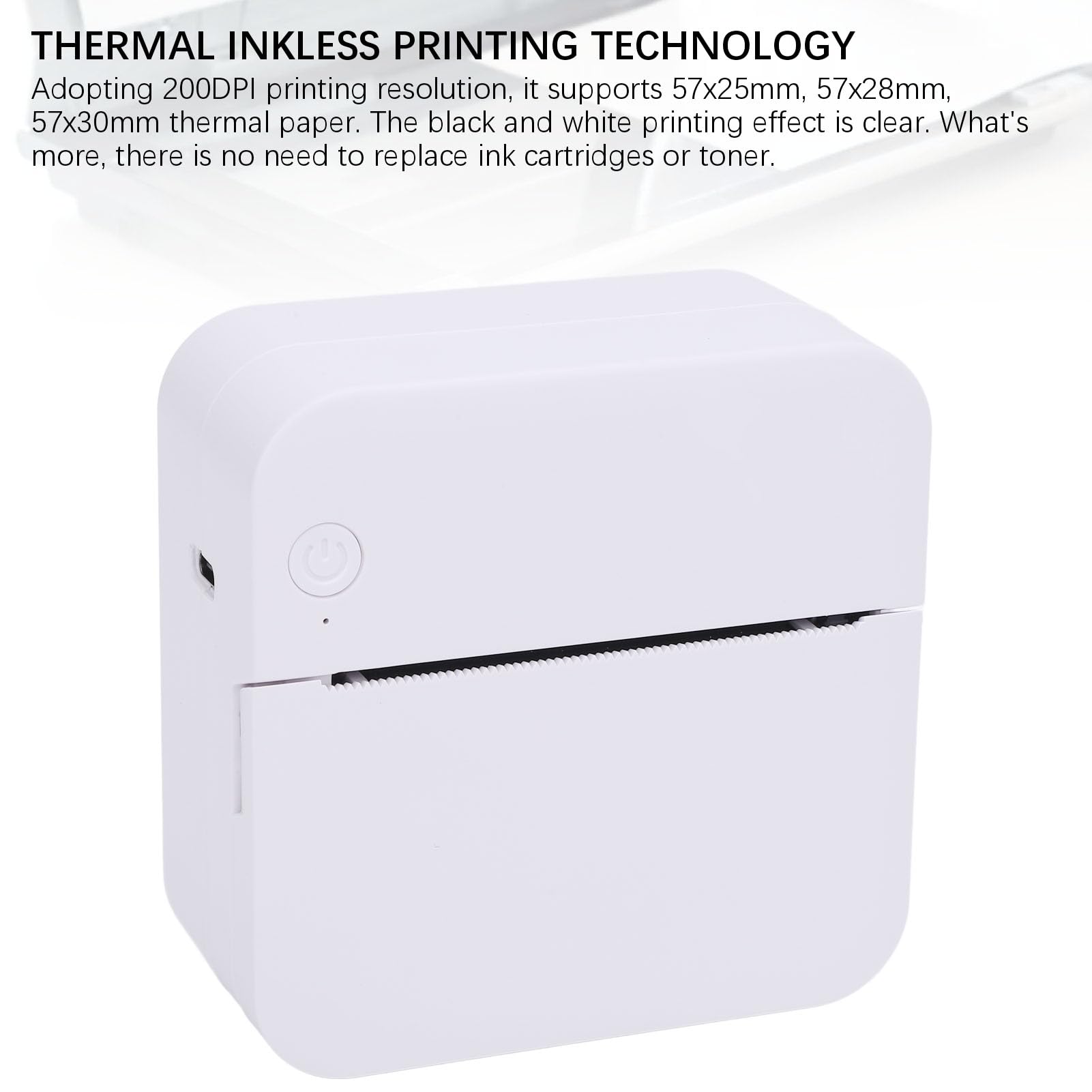 Vikye Imprimante Thermique Portable, 57 Mm USB BT Direct Thermal Receipt Imprimante, Prise en Charge PC/Mac/Ordinateur Portable/Android, Imprimante de Poche pour Photo