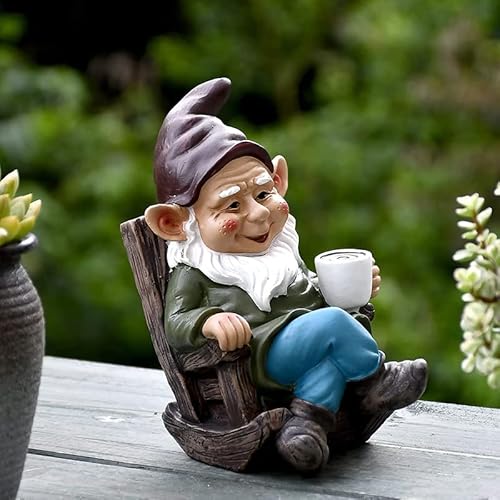 EocuSun Adornos de gnomos de jardín para exteriores, regalos de jardín de resina impermeable, estatua de gnomos para patio, césped, decoración del hogar Cover
