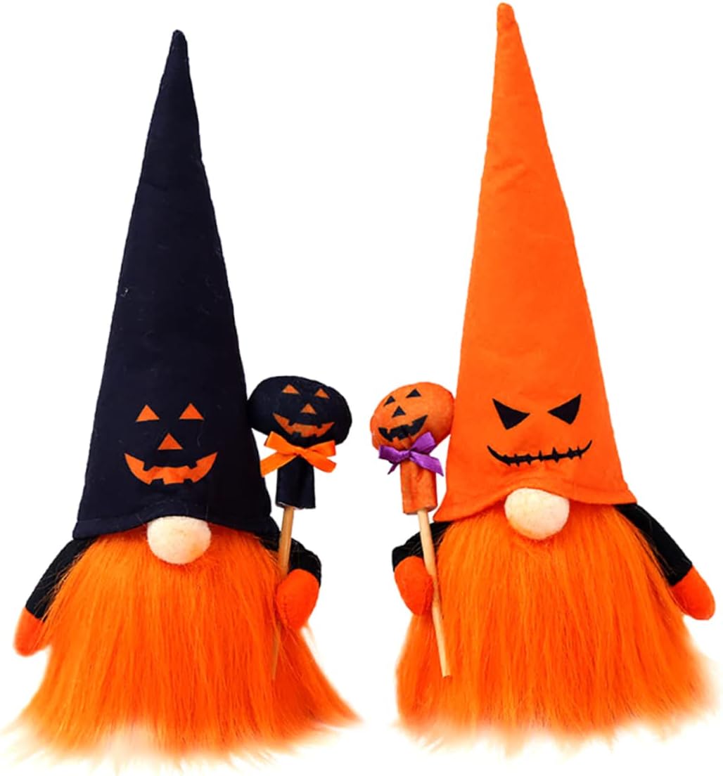 Ciieeo 2pcs Glowing Halloween Gnome Plush Doll Ornaments for Festive Decor Spooky Design for Decoration Hat and Hat Gnomes for Halloween Celebrations