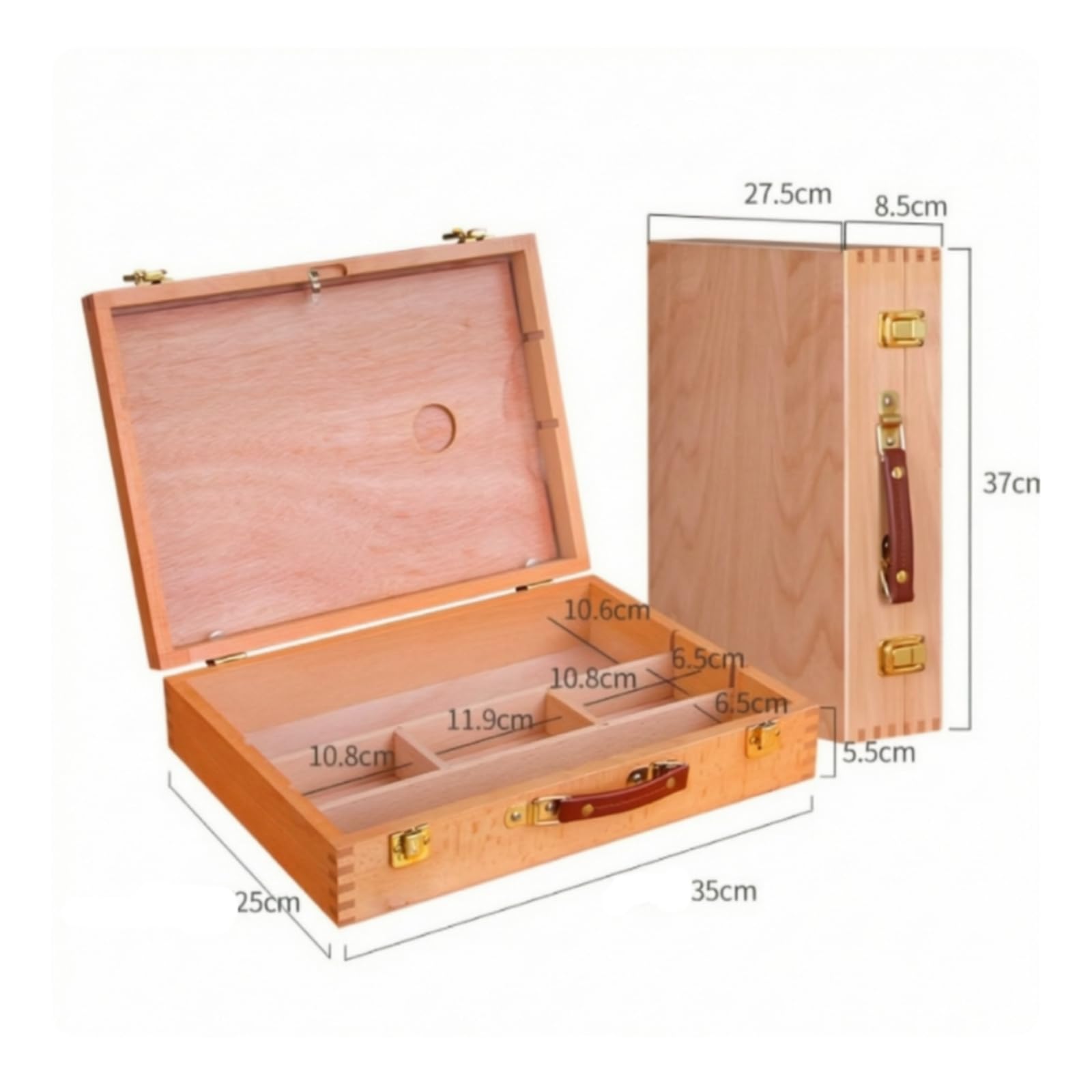 Scatola in Legno con Divisori Durevole | Da Tavolo, Portatile, Scatola con Divisori, per Casa, Studenti D'arte, Stile B
