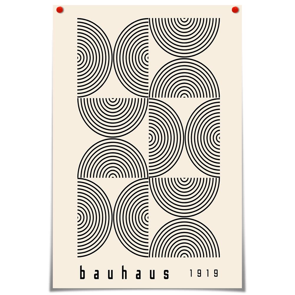 Bauhaus Minimalist Abstract Posters，black Geometric Line Canvas Wall Art Mid Century Modern Prints Painting，unique Aesthetic Funky Boho Wall Decor for Bedroom Living Room 12x16in Unframed