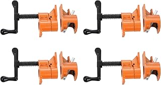HARFINGTON 4Pcs Clamp Fixture 3/4" Black Pipe Steel Clamps Wood Gluing Pipe Clamp Set Cast Iron Woodworking Tool for Gluin...