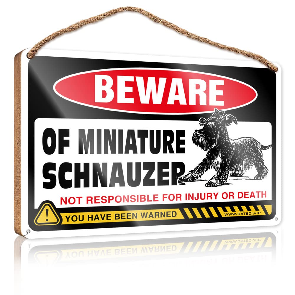 Wood Welcome Sign Beware Of Miniature Schnauzer Wooden Sign(15X28CM)
