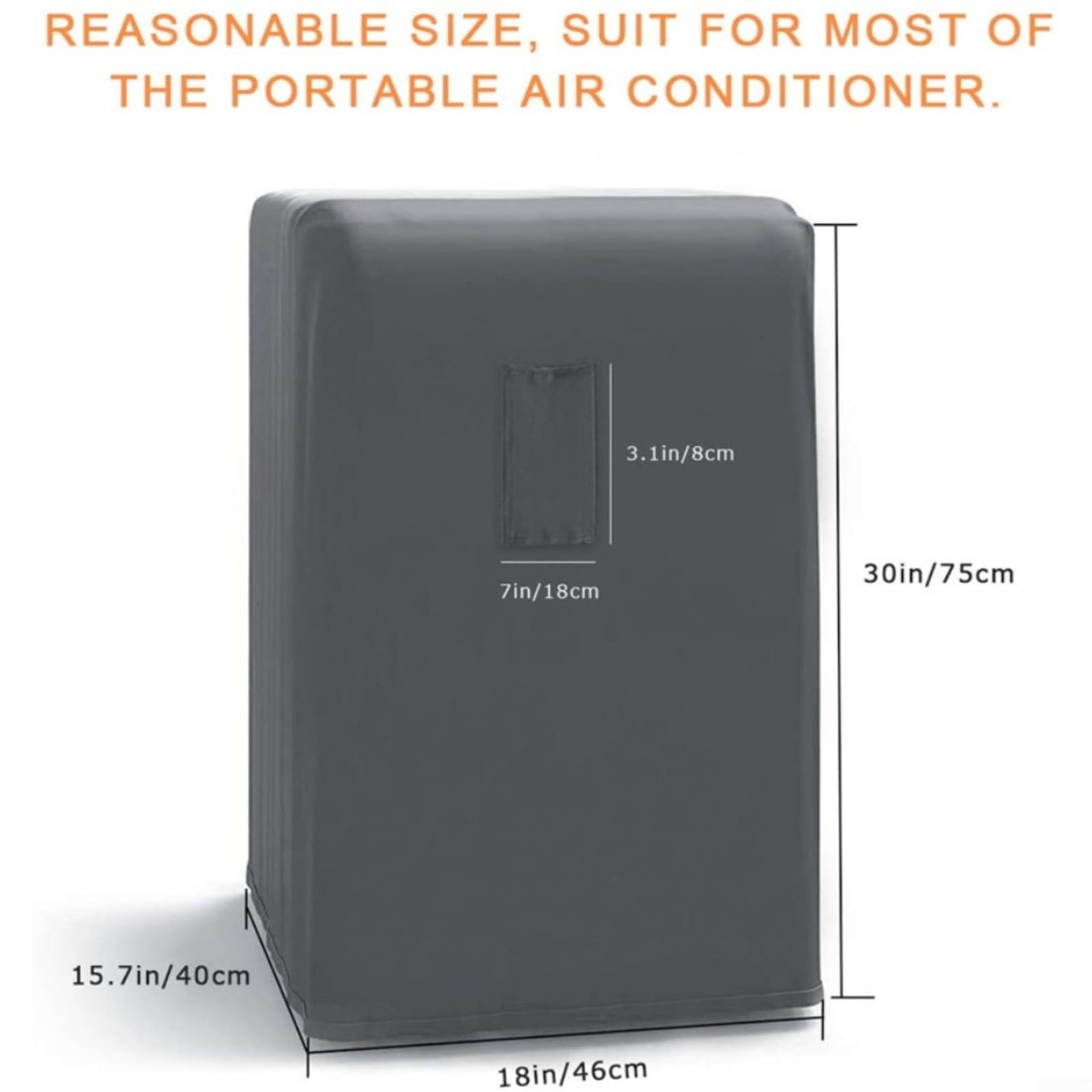 Cubierta de aire acondicionado portátil, bolsa de almacenamiento protectora de 40 x 46 x 75 cm con correa inferior ajustable y bolsillo lateral para unidad de CA móvil (gris)