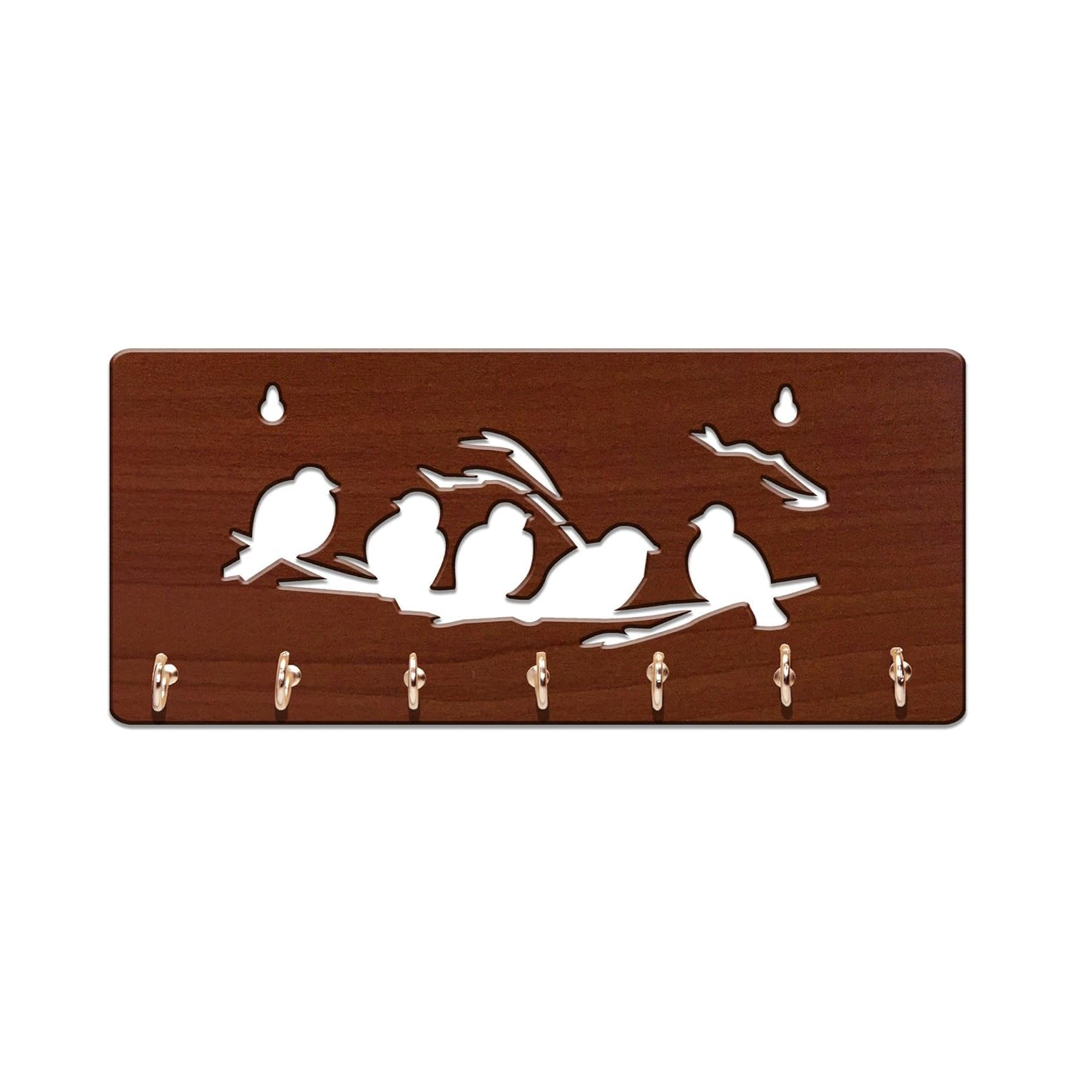 RHF Wooden Key Holder for Wall | Spiritual Decorative Key Hanger with Hooks | Handcrafted Key Stand Organizer for Home, Office, Entryway (Brown-2)