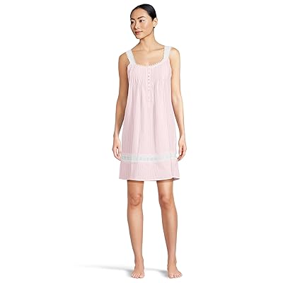 Eileen West Cotton Dobby Stripe Woven Sleeveless Short Nightgown Women