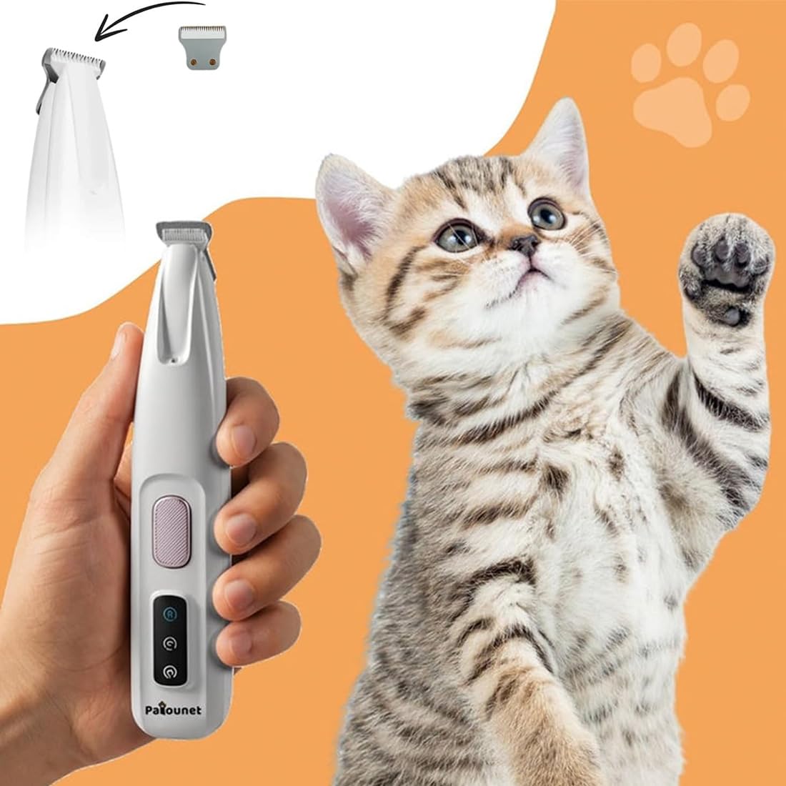 Tondeuse Patounet, Patounet Tondeuse Pour ChatTondeuse – Électrique De Précision Ultra-Silencieuse, Lames Sûres Et Hypoallergéniques, Ne Blessera Pas Votre Chat, Rechargeable