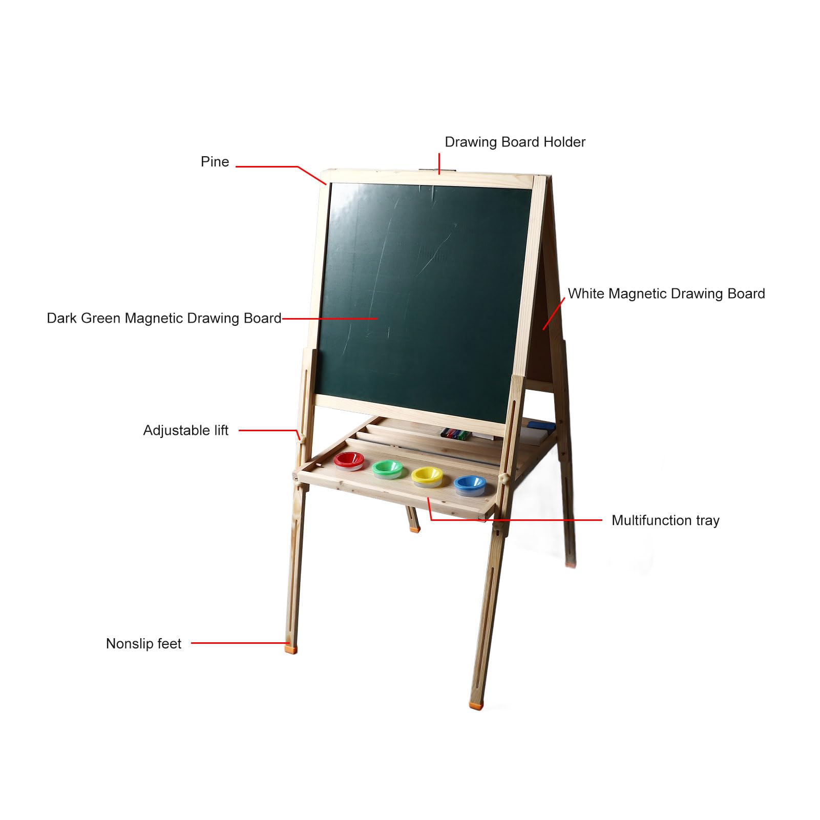 Cavalletto da Arte per Bambini, Cavalletto da Arte a Doppia Faccia, Lavagna Magnetica in Legno Lavagna Piccoli Giocattoli per Bambini, per Bambini Studenti