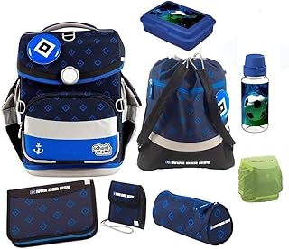 Familando Football School Bag Set for Boys 1st Class · School Mood Timeless Air+ Football Club Special Edition · School Bag in Set with Pencil Case, Gym Bag and Patch, multicoloured, HSV 9-piece set