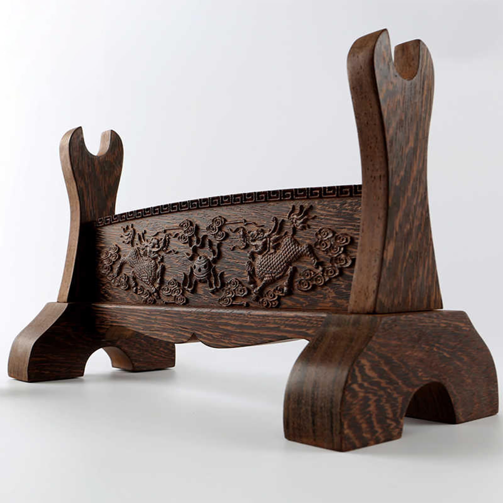 LYVQZPWLR Sword Katana Holder Stand， Wenge Wooden Sword Stand With Carved Patterns For Katana Bokken Tai Chi