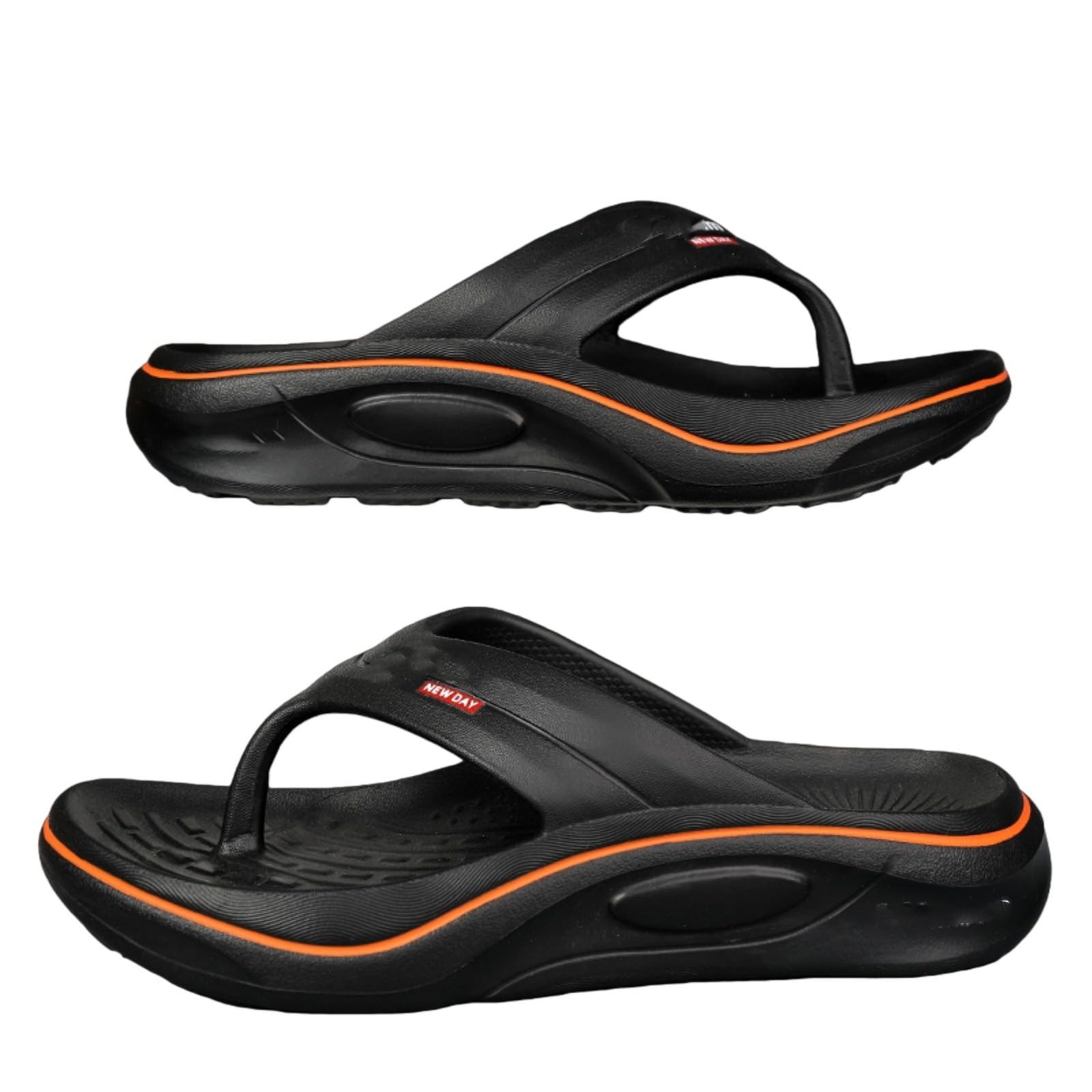Gyios Flip Flops Men's Slippers Outdoor Indoor Soft Slides Casual Shoes Men Beach Sandals Women Home Slippers-black Orange-38-39