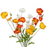 CISDUEO 6 Pcs Artificial Poppy Flowers Silk Flower Poppy with Stems Real Touch Faux Poppy Spring Flowers for Home Kitchen Wedding Decorations Floral Arrangement Table Centerpiece