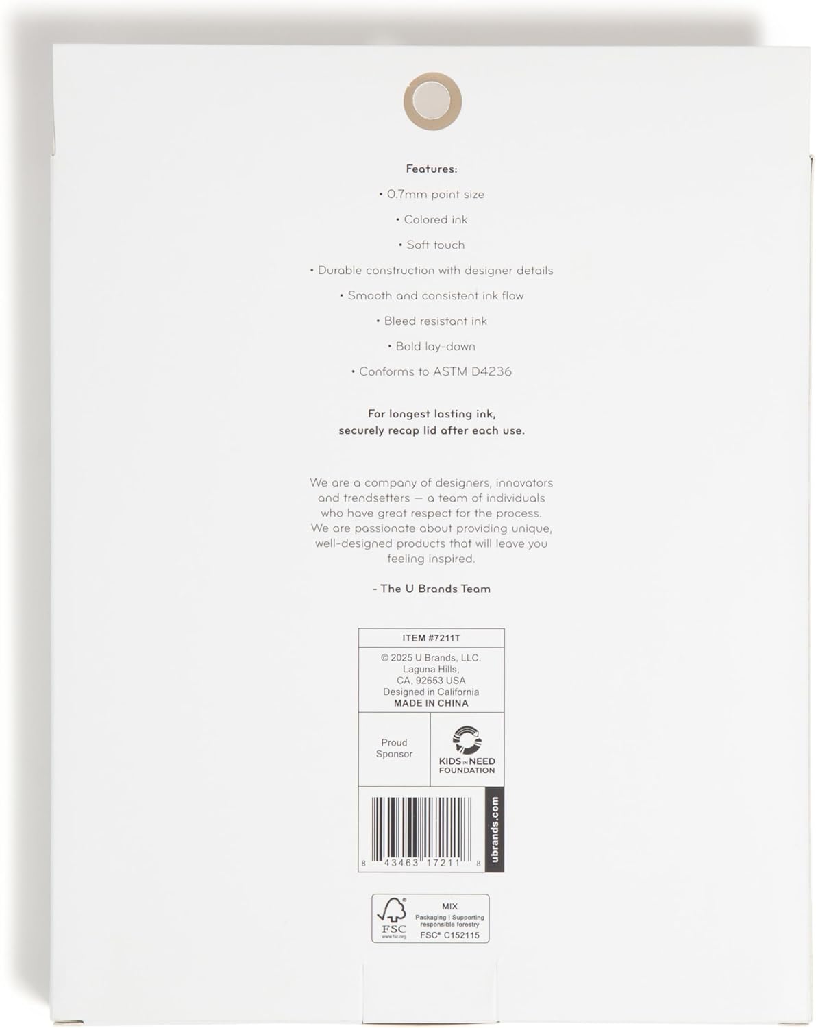 U Brands 10-Count Catalina Felt Tip Flair Pens, Medium 0.7mm Point, Assorted Bright Colored Ink Colors, Fine Point Felt Tip Markers, Soft Touch Flair-Style Pens for Writing and Drawing - Image 6