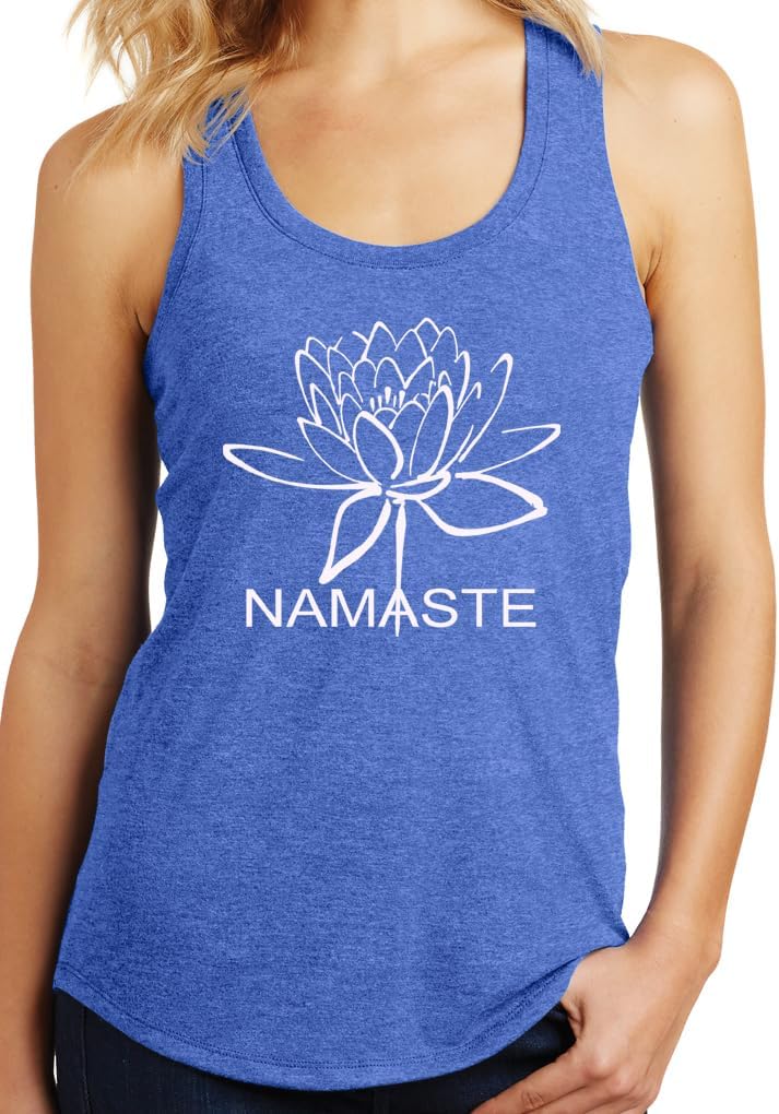 Women's Blooming Namaste Lotus Triblend Racerback Yoga Tank Top