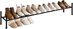 STORAGE MANIAC Long Expandable Shoe Rack, 6 Pairs Metal Wide Stackable Shoe Rack, Adjustable Shoes Shelf, Freestanding Shoes Organizer for Closet, Entryway, Hallway, Garage, Front Door, 1 Tier