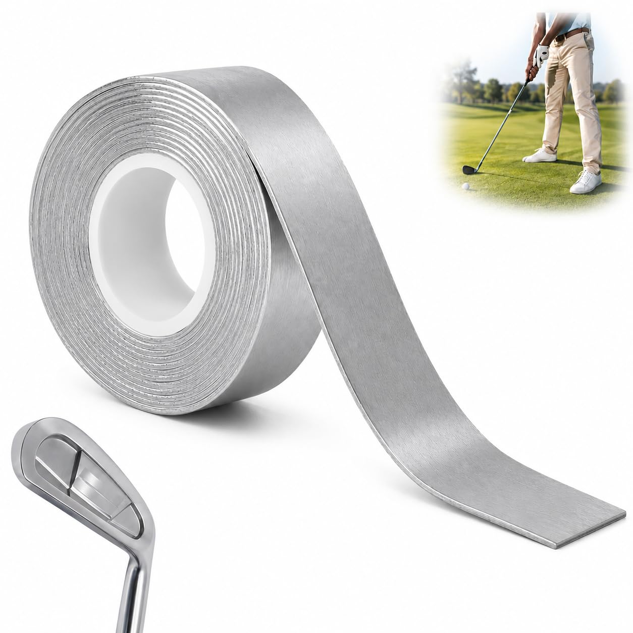 Eowppue Lead Tape Golf - Cuttable Adhesive Lead Tape Strips, high Density Weight Golf Tape, Add Weight for Golf Club Tennis Racket (1 Roll, 50g)