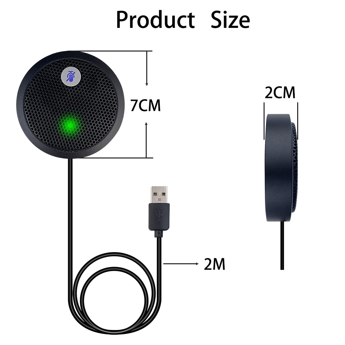 Mikrofon USB, mikrofon biurkowy, przycisk wyciszenia ze wskaźnikiem LED, redukcja szumów, wielokierunkowe mikrofony pojemnościowe do laptopów lub wideokonferencji, Plug & Play