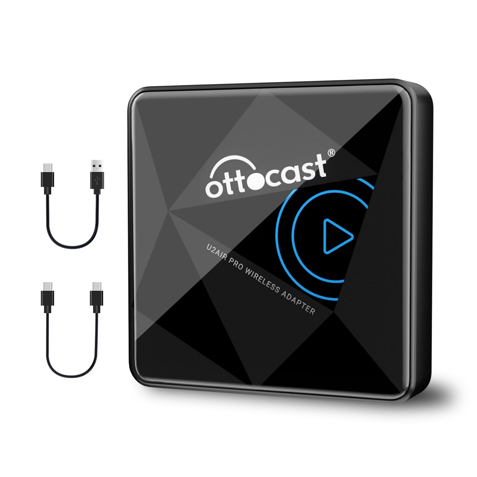 OTTOCAST U2Air Pro Adattatore CarPlay Wireless, Adattatore Bluetooth Apple CarPlay per iPhone, Plug & Play per auto CarPlay cablato OEM, WiFi Dual-Band, Aggiornamento online