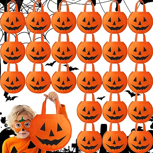 Sacs à dragées pour fête d'Halloween, sachets de bonbons grand format 30x24cm avec poignées, 24 u.