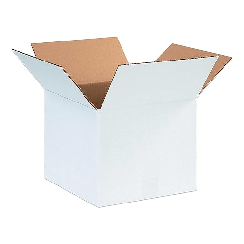 Caja de cartón corrugado Aviditi 121210W, 12 pulgadas de largo x 12 pulgadas de ancho x 10 pulgadas de alto, color blanco ostra (paquete de 25)