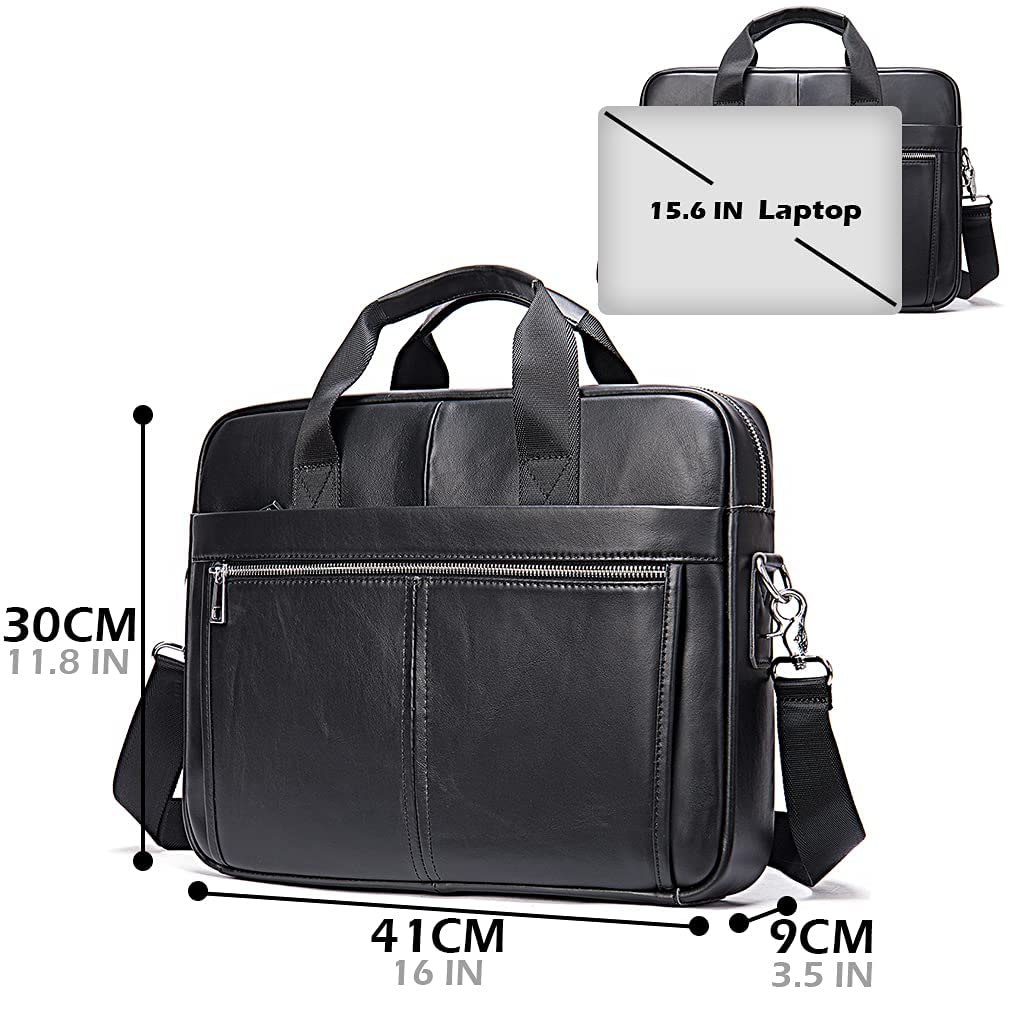 SPAHER - Maletín para ordenador de hombre, piel sintética, regalo de 15,6 pulgadas, de piel, bolso bandolera, toalla de negocios, B015-15,6"-marrón Café
