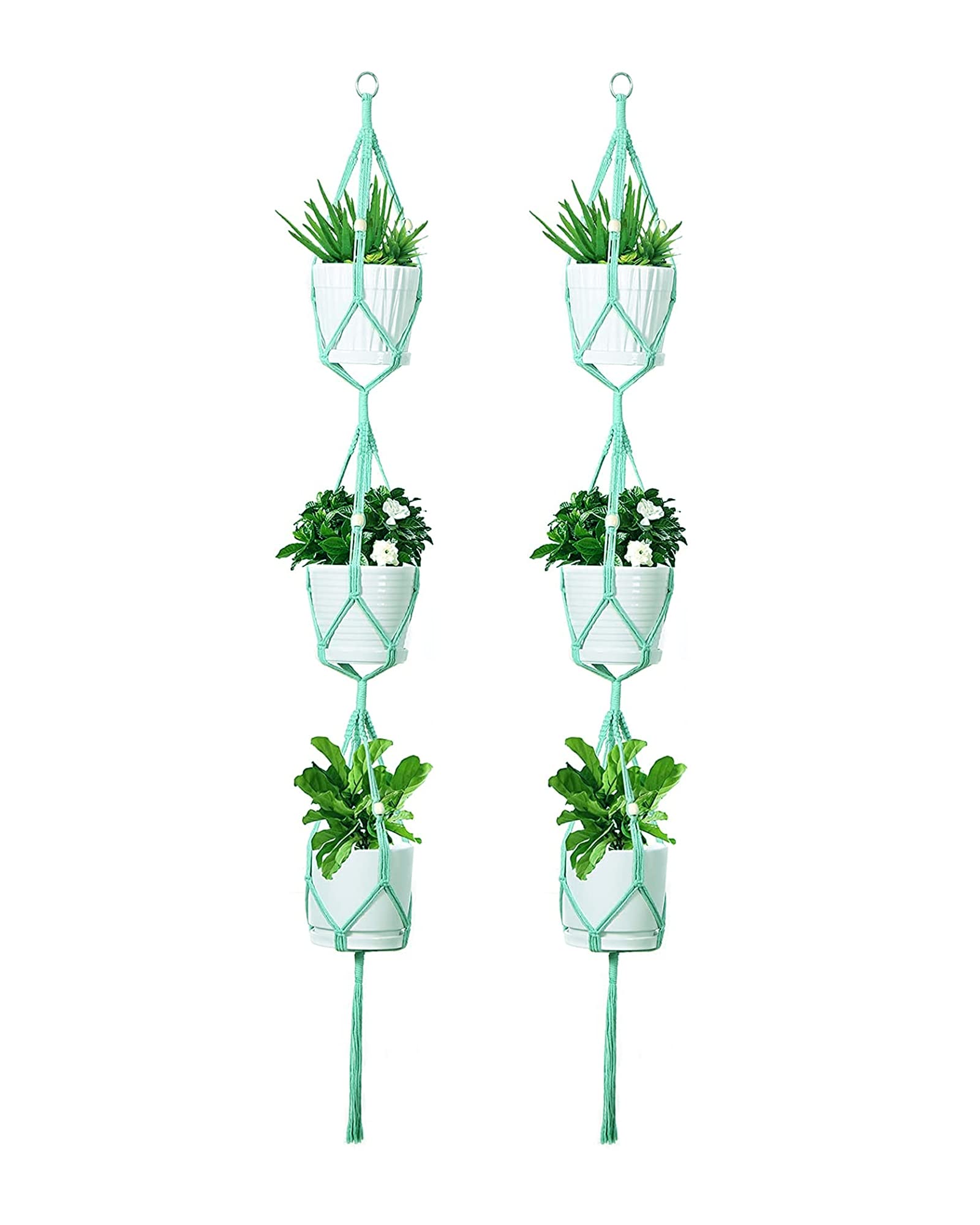 Homesake® Macrame Plant Hanger, Plant Hangers Indoor, Hanging planters, Handmade Weaving, Hanging planters Set of 2, (Triple Turquoise) (B0BFQBZ5YK) Amazon Price History, Amazon Price Tracker