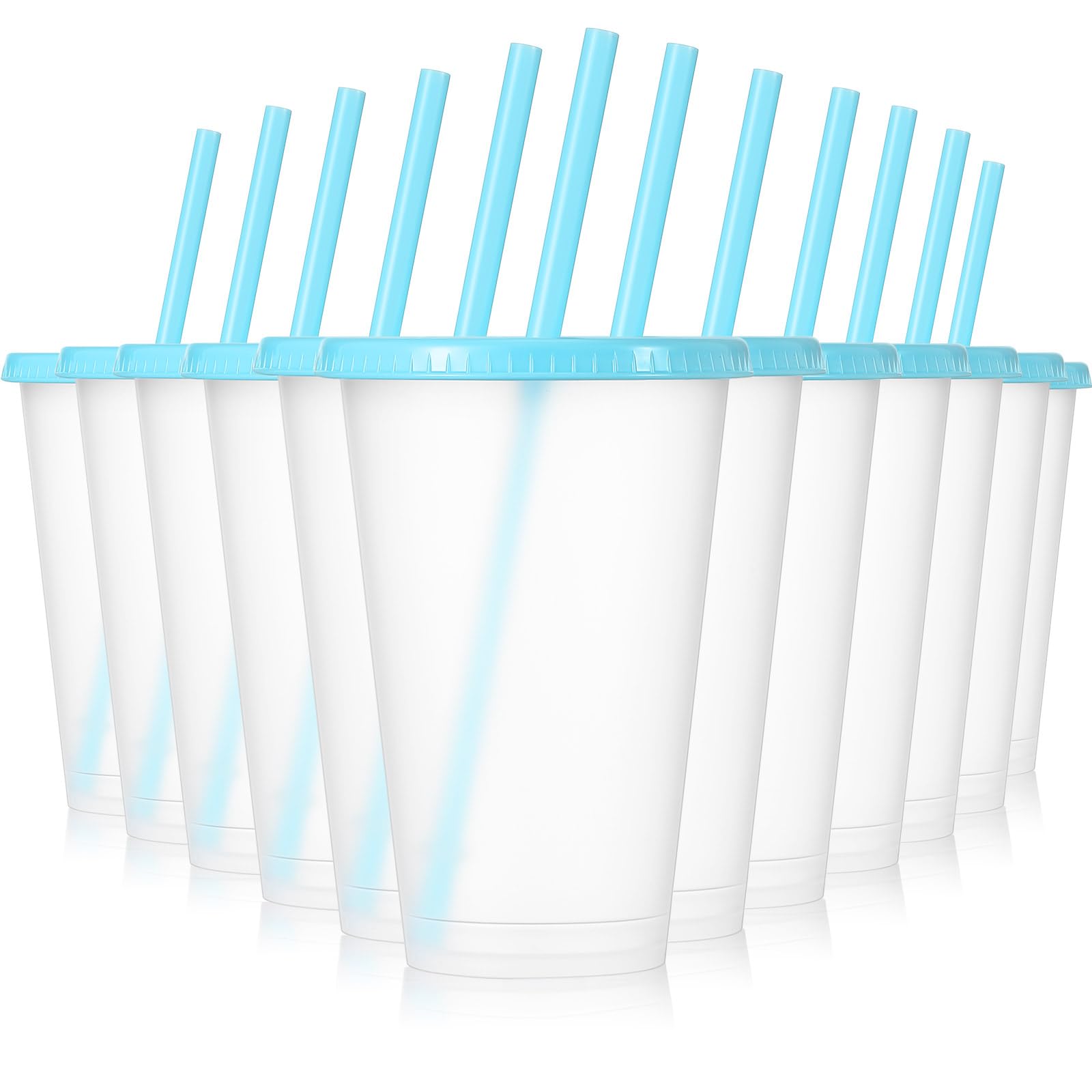 Mifoci 12 Pcs Plastic Tumbler with Lids and Straws Reusable Plastic Tumblers Bulk Mug Tumbler with Straw and Lid Tumbler Ice Cold Drinking Cup for