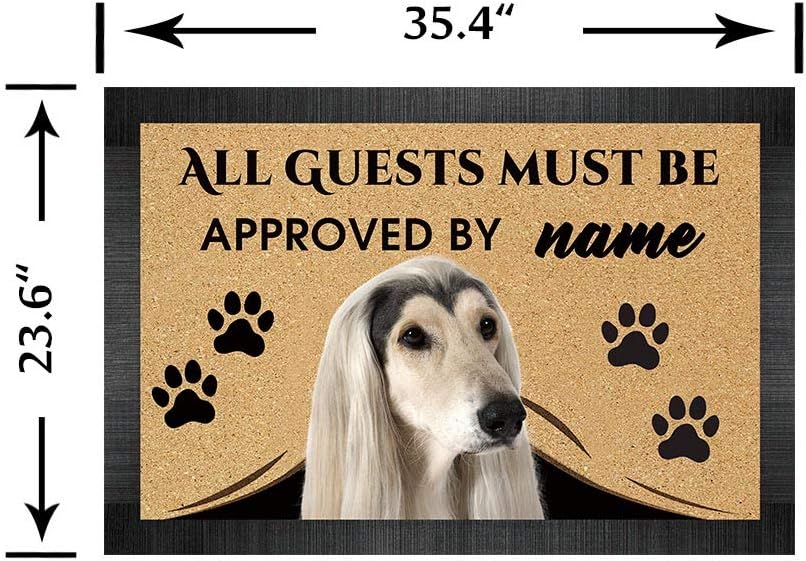 BAGEYOU All Guests Must be Approved Doormat with My Love Dog Boston Terrier Welcome Floor Mat Custom Name 35.4 x 23.6