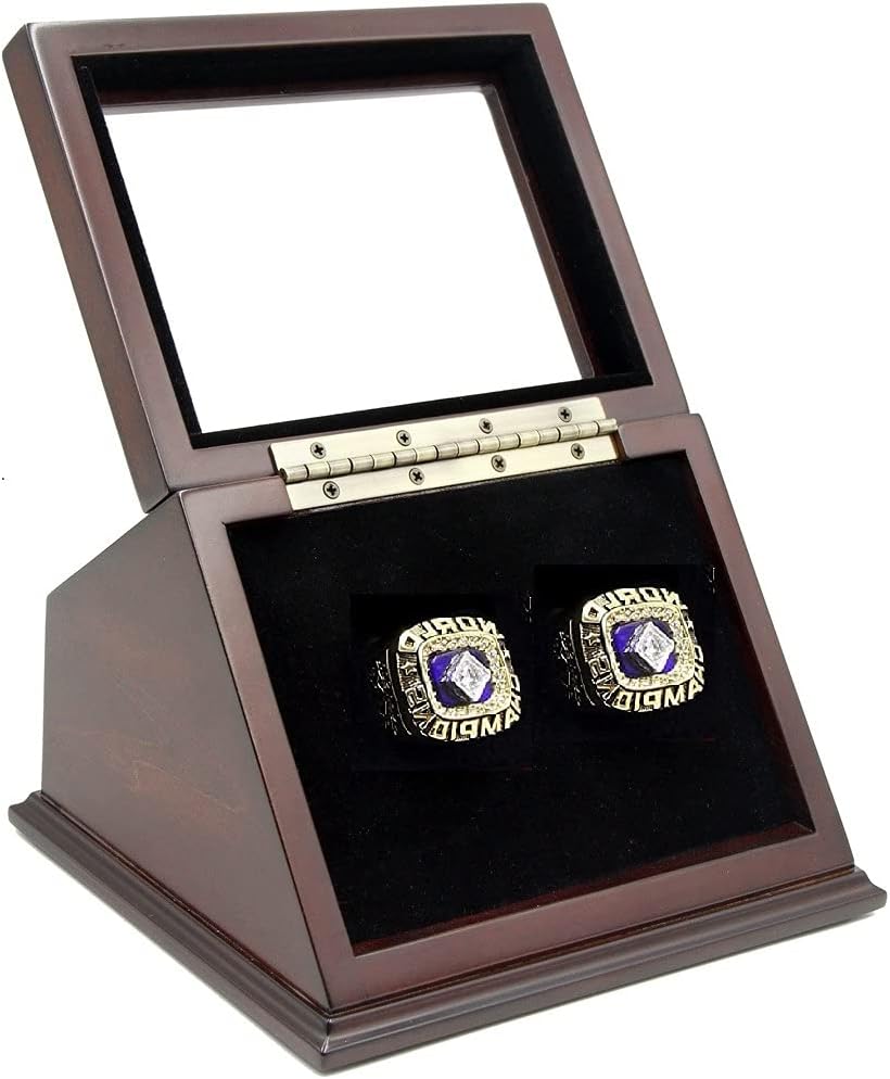5 Slots Championship Rings Wooden Display case Shadow Box with Slanted Glass Window for Football Rings Basketball Hockey Sports Championship Rings - Rings are Not Included : Sports & Outdoors
