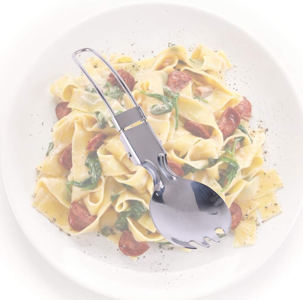Foldable Fork Spoon Stainless Steel Hiking Camping Cook