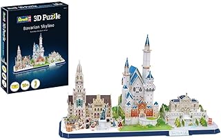 Revell 3D Puzzle 00143 Bayerns berühmteste Bauwerke mit dem Neuen Rathaus, Linderhof und auch Schloss Neuschwanstein Die Welt in 3D entdecken, Bastelspass für Jung und Alt, farbig