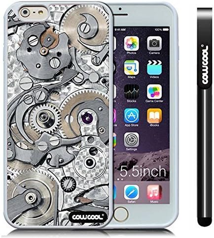 CowCool Apple Iphone 6 Plus [5.5 Inch] Soft Silicone Gear tour machinery White Shell Single Layer Case Case (Style4)