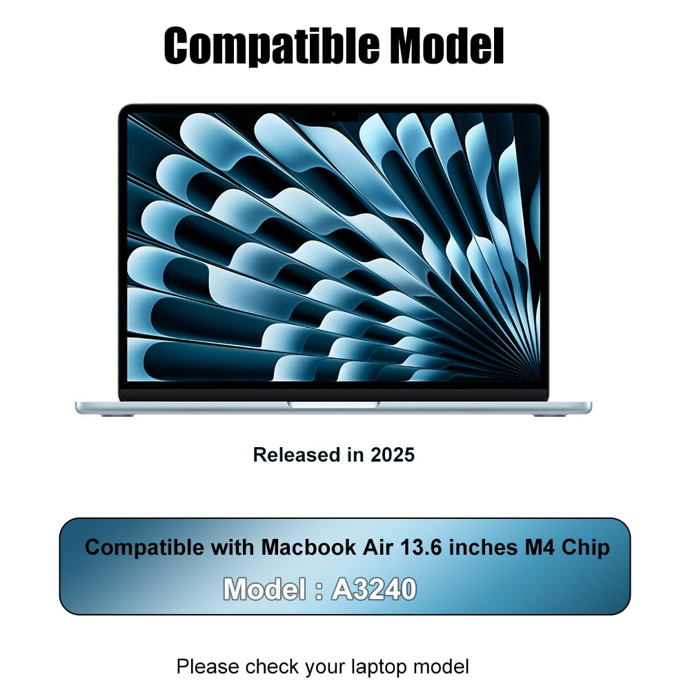 Cover protettiva per trackpad da 13 pollici, per MacBook Air 2025 da 13,6", chip M4 A3240, trasparente, impermeabile, antigraffio, antipolvere, per tastiera e touchpad, accessori protettivi (opaco)