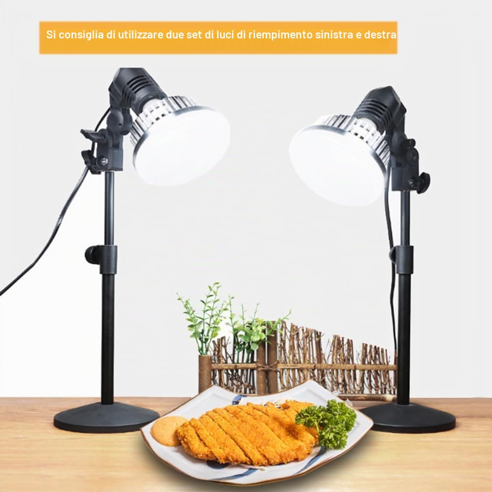 2 X Fotografia Lampada Fotografica Singolo Supporto E27 Attacco Clip Studio EU Spina