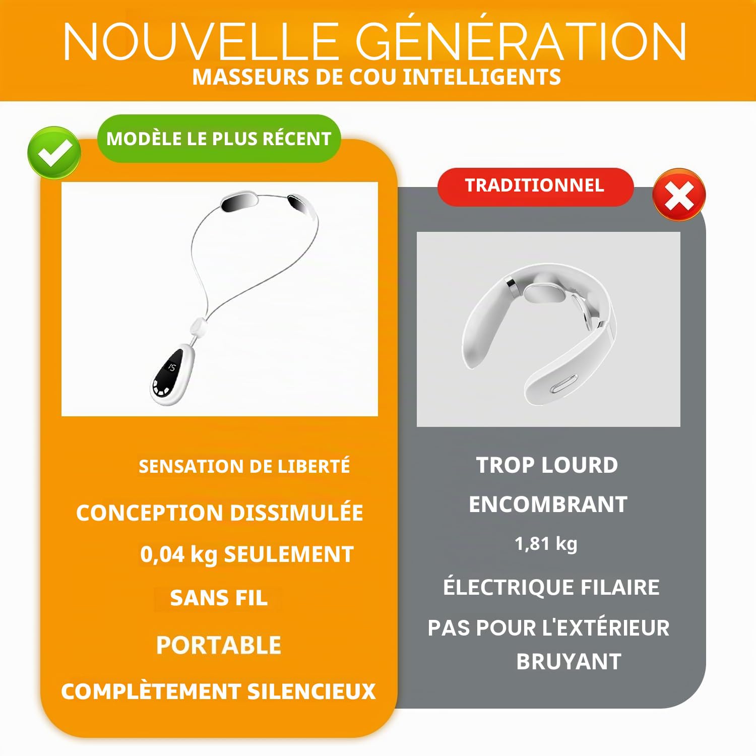 Masseur Cervical EMS, Points D'acupuncture du Massage Lymphatique Cou 6 Modes 15 Niveaux D'intensité Massage Cou Portable avec Fonction Chauffante pour Maison, Bureau, Voyages