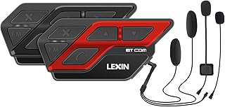 LEXIN 2pcs ET-COM Motorcycle Bluetooth Headset, Waterproof Helmet Communication Systems with DSP CVC Noise Cancellation,1200m Rider-to-Rider Intercom Snowmobile communicators
