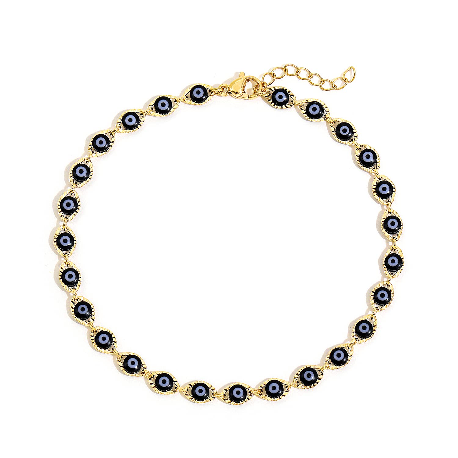 SLOONG Evil Eye Anklet Bracelet for Women 14K Gold Plated Beach Foot Anklet Bracelet Summer Jewelry Beads Anklet Set, Adjustabe Size