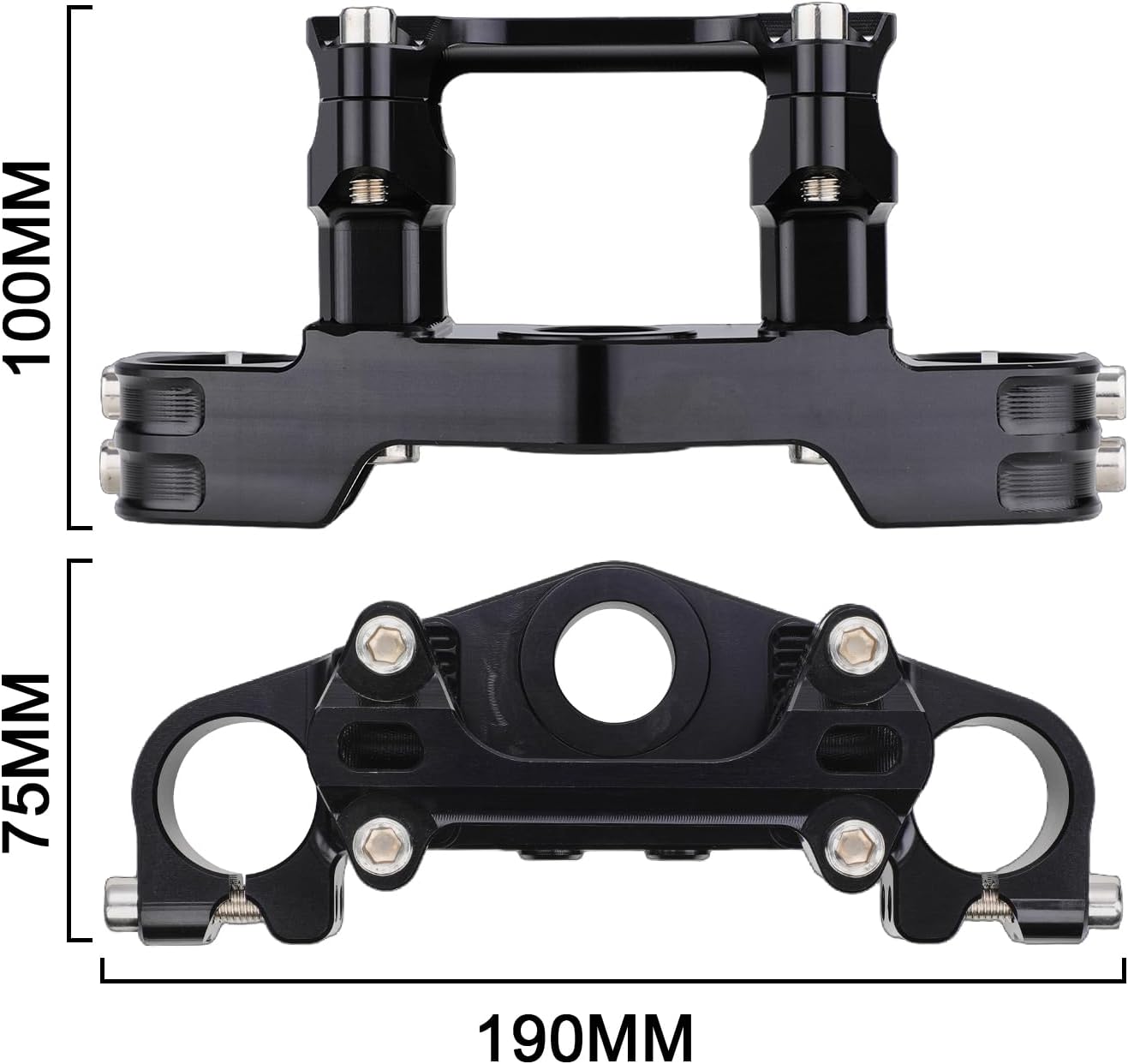 Dirt Pit Bike Top Triple Clamp 7/8" 22MM Upper Triple Tree Bar Mount with Risers Set CNC for TTR 110 TTR110 TTR110E 2008-2025 Black Motorcycle Motocross